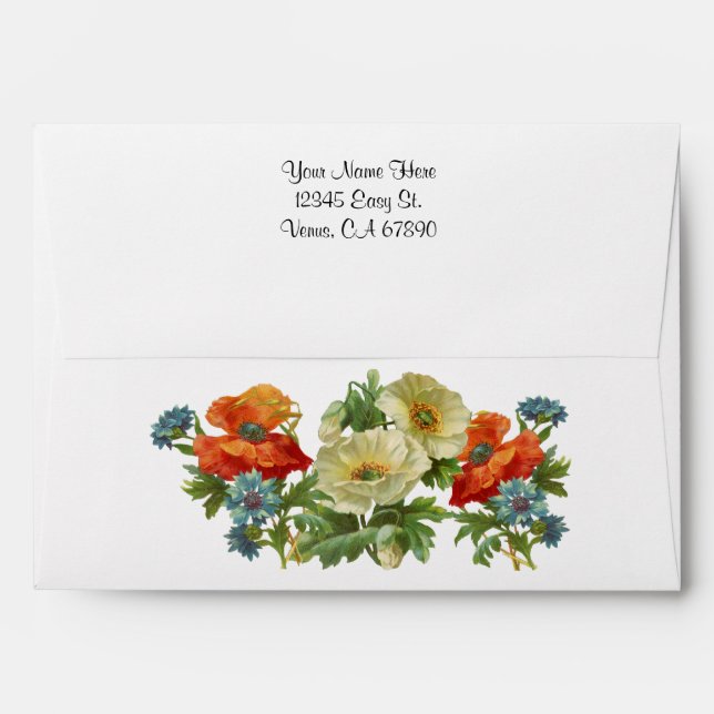 Custom Poppies and Cornflowers Card Envelopes (Back (Top Flap))