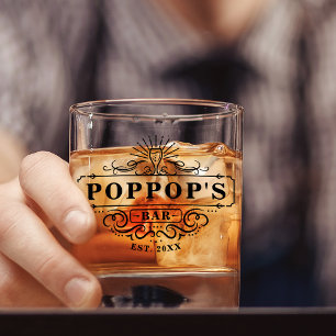 Custom Poppop's Bar Year Established Glass