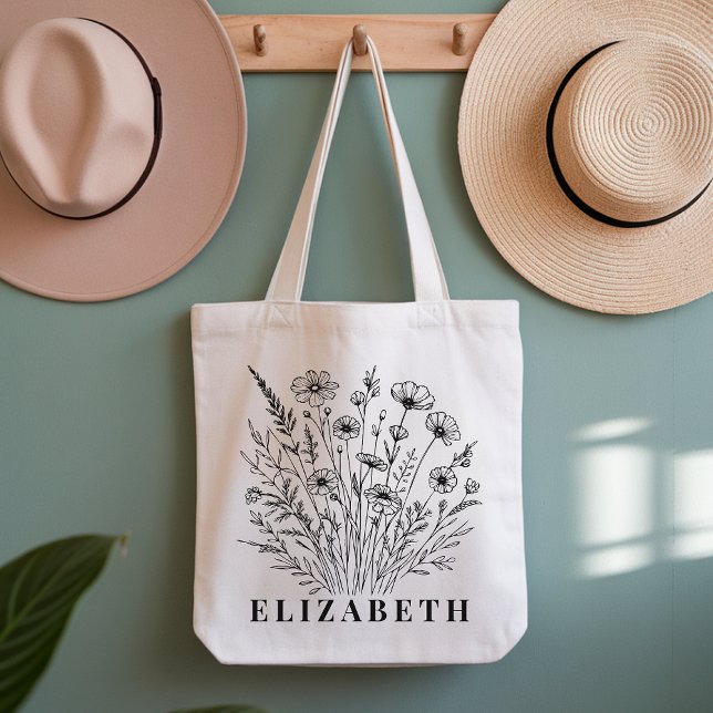 Custom Poppy Floral Tote Bag Gift for Women Mom (Personalized Poppy Floral Tote Bag Gift for Women, Mom, Grandma, Aunt, Bridesmaids or Bride Tribe)