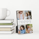 Custom "Poppy" Grandchildren Photo Collage Plaque<br><div class="desc">Create a sweet gift for a beloved grandfather with this four photo collage plaque. "POPPY" appears in the centre in soft grey lettering,  with your custom message and grandchildren's names overlaid.</div>