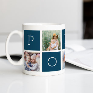 Custom Poppy Grandfather 5 Photo Collage Coffee Mug