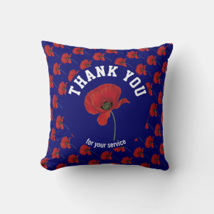 Custom Poppy Thank You Veterans Cushion