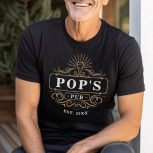 Custom Pop's Pub Home Bar Year Established T-Shirt