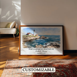 Custom Portland Head Lighthouse Wall Art, Maine Po Poster