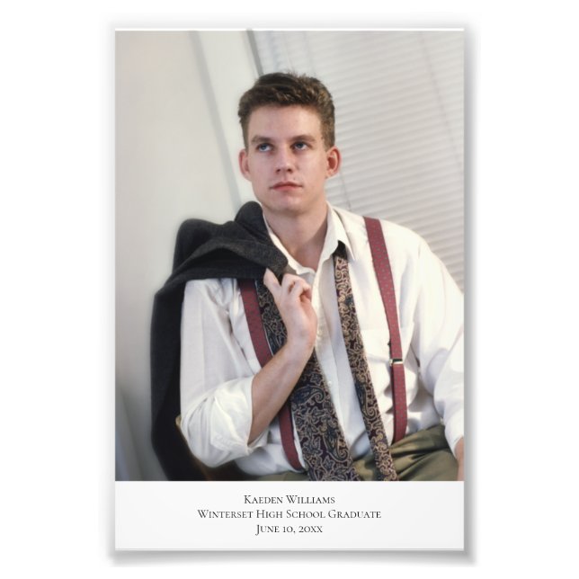 Custom Portrait Caption 3 Photo Enlargement Print (Front)