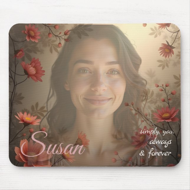 Custom Portrait for Her – Personalized Photo Gift Mouse Mat (Front)