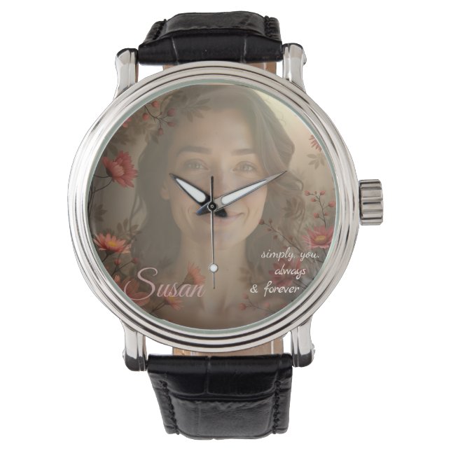 Custom Portrait for Her – Personalized Photo Gift Watch (Front)