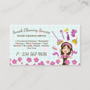 Custom Portrait Maid House Cleaning Service Business Card