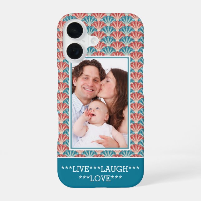 Custom Portrait Photo with Decorative Pattern  iPhone 16 Case (Back)