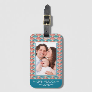 Custom Portrait Photo with Decorative Pattern Luggage Tag