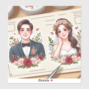 Custom portrait stickers of the couple