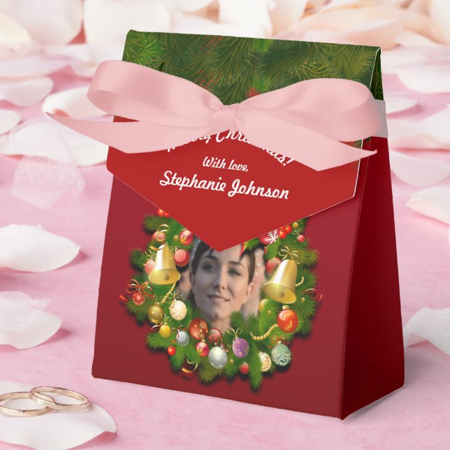 Custom Portrait Xmas Wreath Favour Box (Wedding)