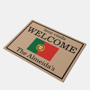 Custom Portuguese Flag Family Name Door Mat