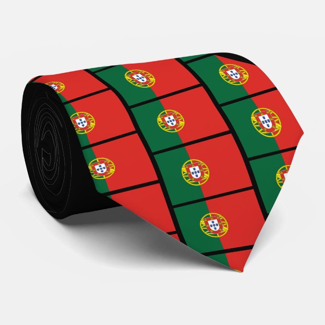 Custom PORTUGUESE FLAG Monogram Tie (Rolled)