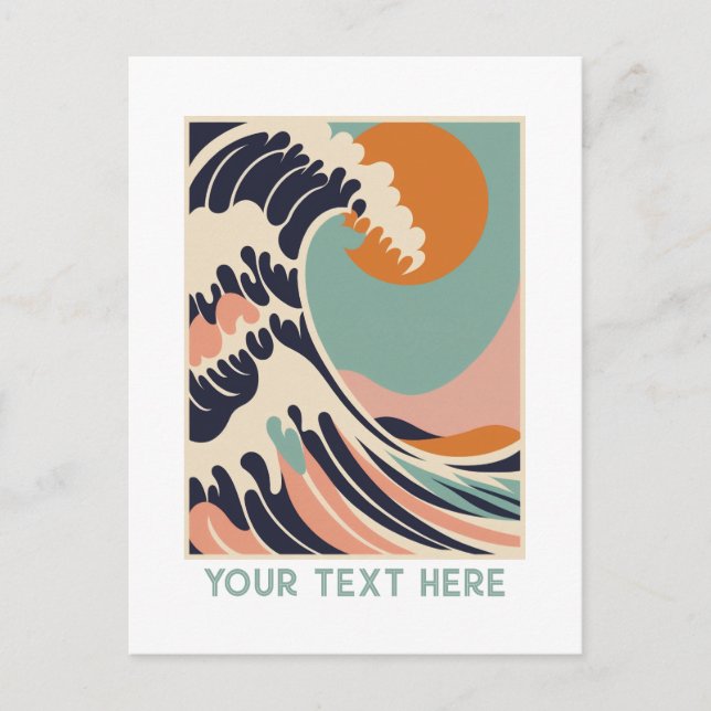 Custom Post Card Giant Wave Print in Pastels (Front)