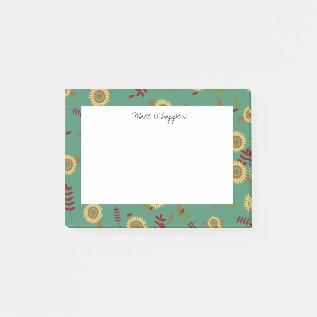 Custom Post-it note Sunflower, Make it happen  (Front)