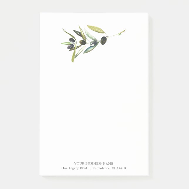 Custom Post It Notes Watercolor Olive Branch (Front)