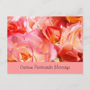Custom Postcards Messages Pink Rose Bouquet