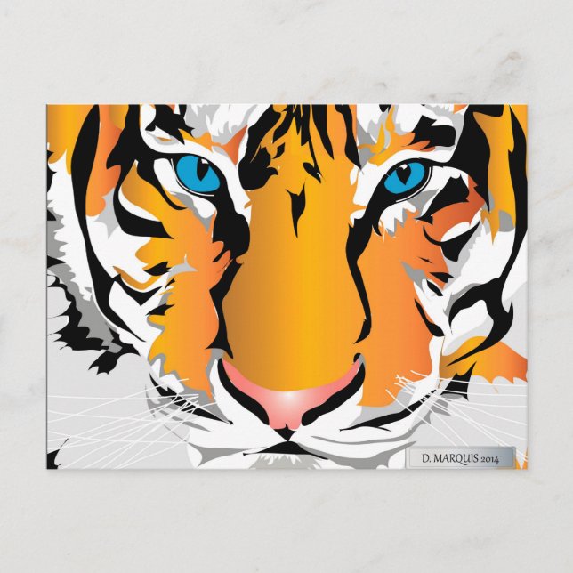 CUSTOM POSTCARDS- TIGER-ORANGE POSTCARD (Front)