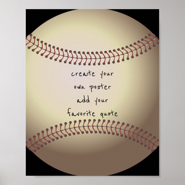 custom poster add your own quote baseball design (Front)