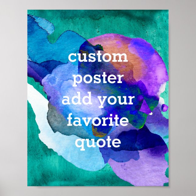 custom poster add your own quote watercolor (Front)