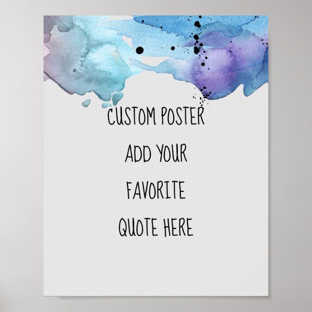 custom poster add your  quote watercolor design (Front)