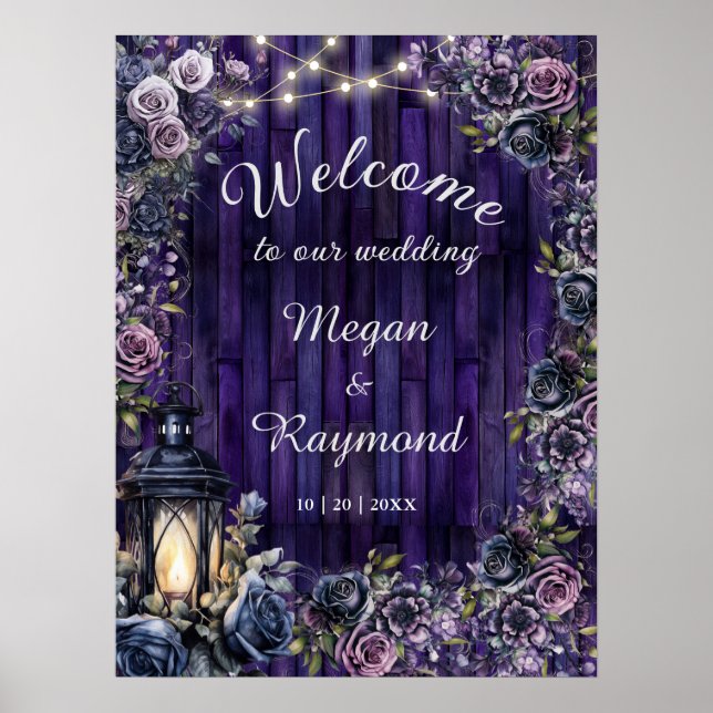 Custom Poster Purple Gothic Welcome Sign (Front)