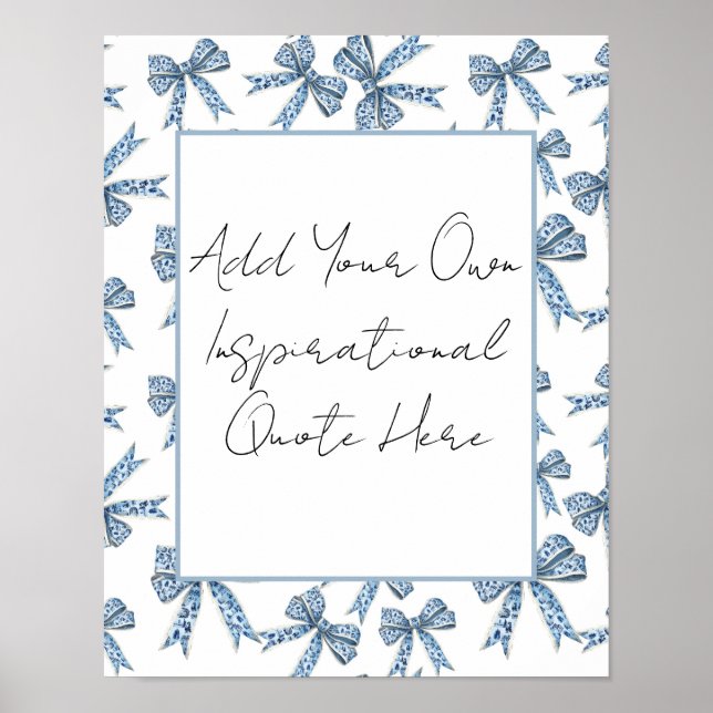 Custom Poster with Pretty Blue Bows Design (Front)