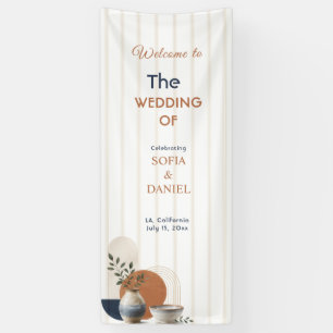 Custom Pottery Wedding Welcome Sign, Linen Wedding Banner