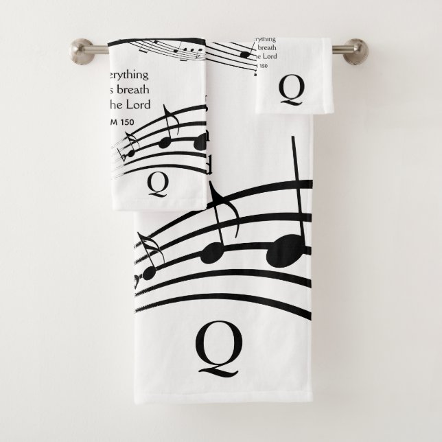 Custom PRAISE THE LORD Music Notes Bath Towel Set (Insitu)
