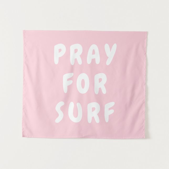 Custom Pray for Surf Banner Personalised Boho Wall Tapestry (Front (Horizontal))