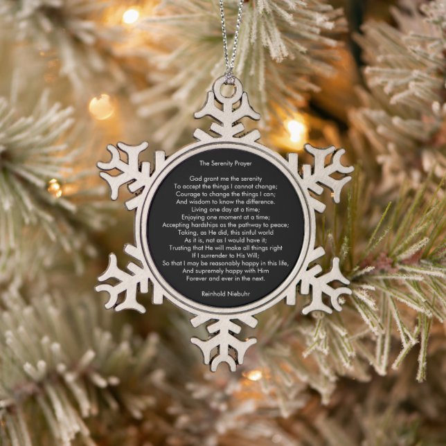 Custom prayer song inspirational quote message snowflake pewter christmas ornament (Tree)