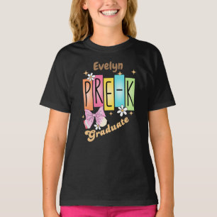 Custom Pre-K Grad Retro Bow Pencil for Girls T-Shirt