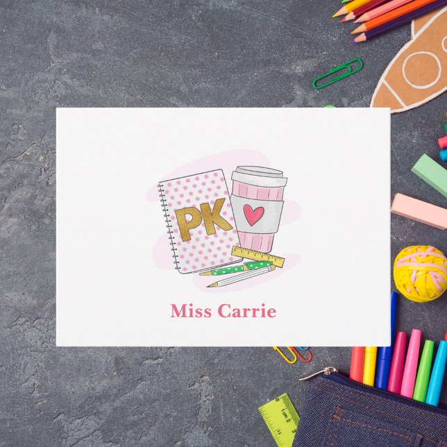 Custom Pre Kindergarten Pink Dot Notebook Coffee Card (Creator Uploaded)