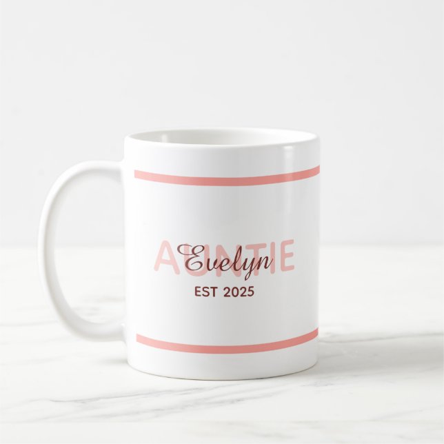 Custom Pregnancy Gender Reveal Simple Minimalist Coffee Mug (Left)