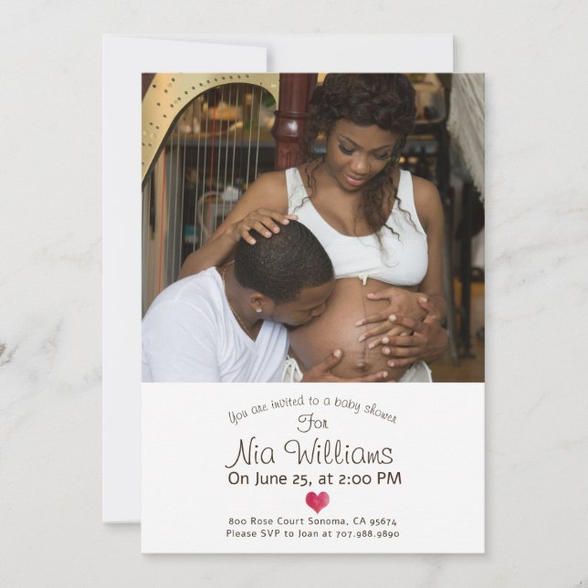 Custom Pregnant Mum Baby Bump Photo Baby Shower Invitation (Front)