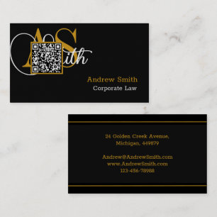 Custom Premium Black & Gold, QR Code, Professional Business Card