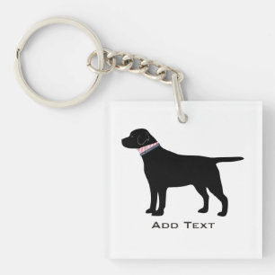 Custom Preppy Black Dog Lab Silhouette Key Ring