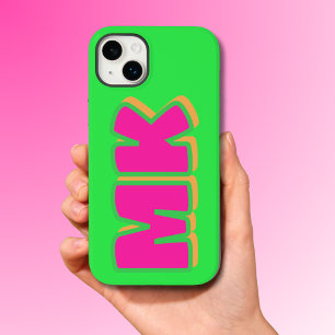 Custom Preppy Green Monogram Drop Shadow Case-Mate iPhone 14 Plus Case