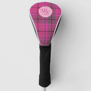 Custom Preppy pink & purple tartan plaid Golf Head Cover