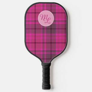 Custom Preppy pink & purple tartan plaid Pickleball Paddle