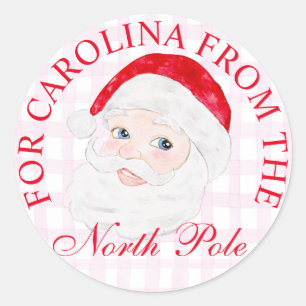Custom Preppy Vintage Santa Christmas Presents  Classic Round Sticker