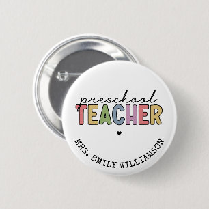 Custom Preschool Teacher Personalised Gifts 6 Cm Round Badge