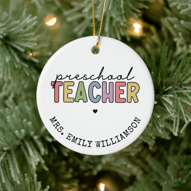 Custom Preschool Teacher Personalised Gifts Ceramic Tree Decoration (Tree)