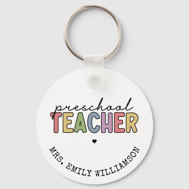 Custom Preschool Teacher Personalised Gifts  Key Ring (Front)