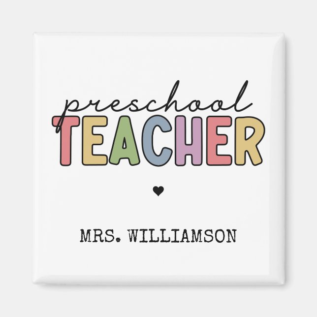 Custom Preschool Teacher Personalised Gifts Magnet (Front)