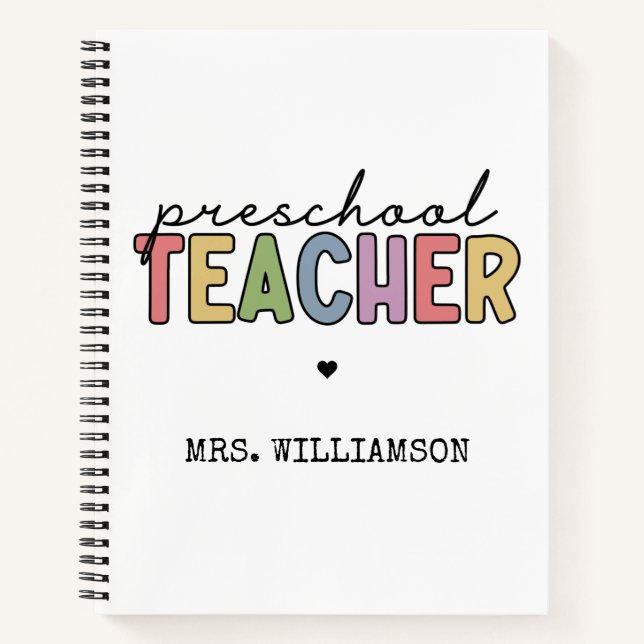 Custom Preschool Teacher Personalised Gifts Notebook (Front)