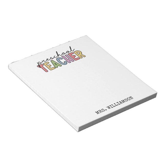 Custom Preschool Teacher Personalised Notepad (Angled)