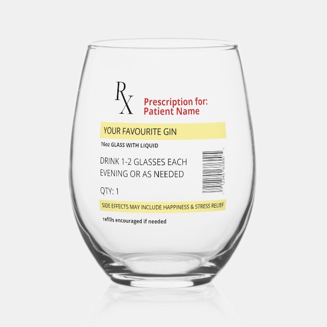 Custom Prescription Gin Glass Gift (Front)