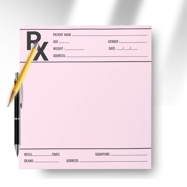 Custom Prescription Pad for Doctor Pharmacist Rx  (Custom Prescription Pad for Doctor Pharmacist Rx -Pink-)
